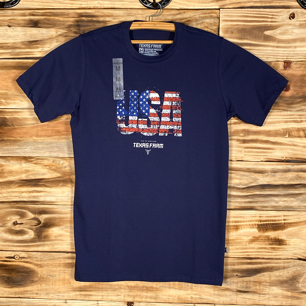 CAMISETA MASCULINA TEXAS FARM - CM672 - AZUL MARINHO
