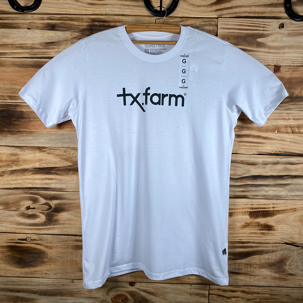 CAMISETA MASCULINA TEXAS FARM - CM258 - G - BRANCO/ PRETO