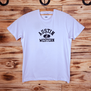 CAMISETA MASCULINA BORDADA AUSTIN WESTERN BRANCA GG