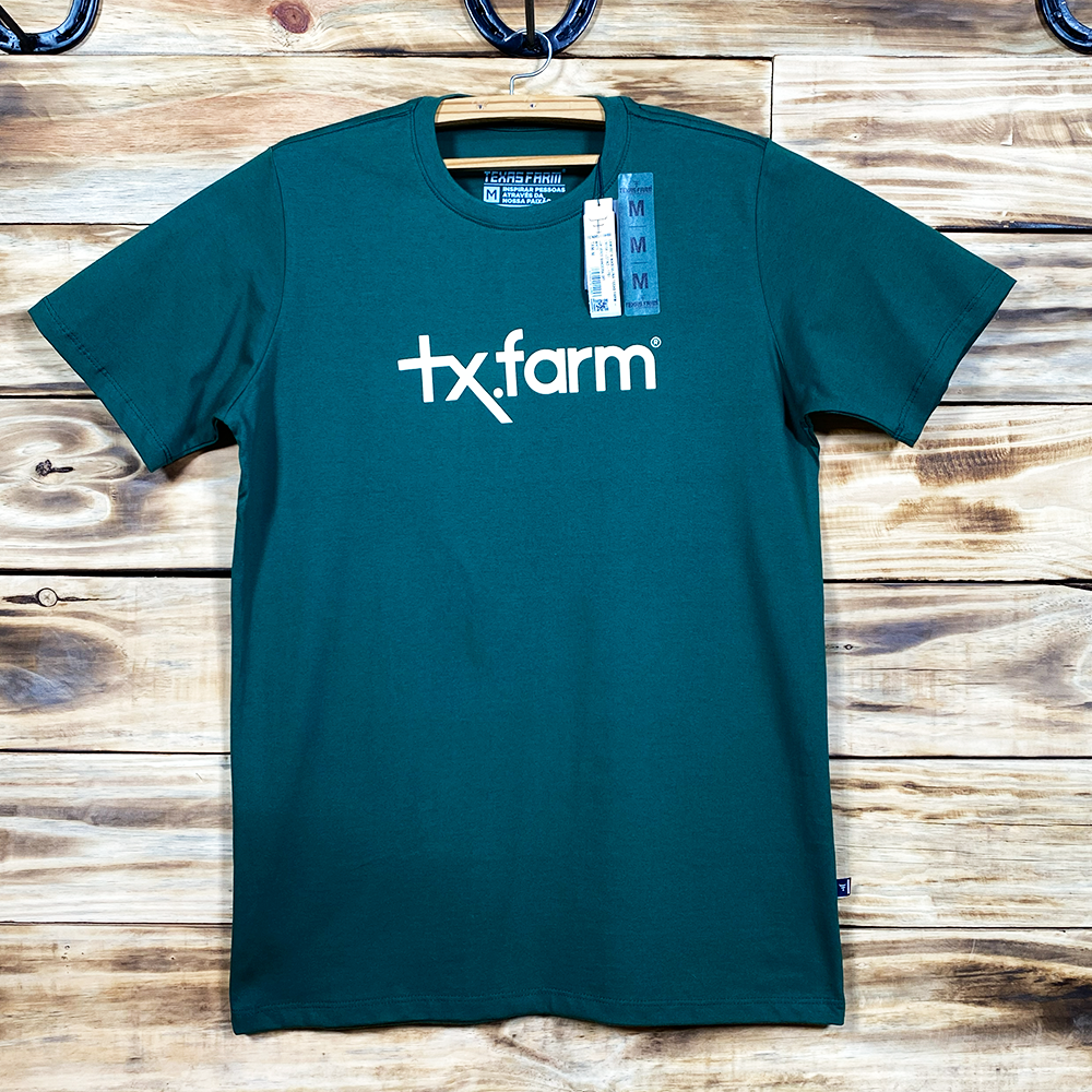 CAMISETA MASCULINA TEXAS FARM - CM258 - VERDE BANDEIRA/ OFF WHITE